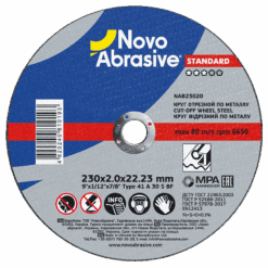 Круг відрізний NovoAbrasive Standard по металу та нержавіючій сталі 230x2,0x22,23 мм