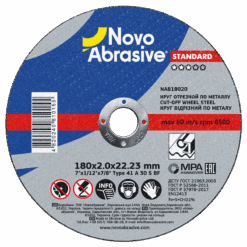 Круг відрізний NovoAbrasive Standard по металу та нержавіючій сталі 180x2,0x22,23 мм