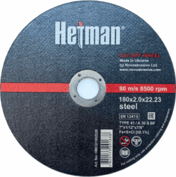 Круг отрезной Hetman по металлу и нержавеющей стали 180x2,0x22,23 мм
