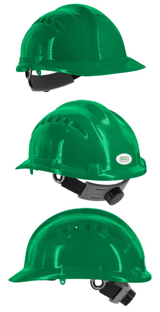 Каска захисна вентильована 3003 OLSON з храповиком, HDPE, зелена (29009)