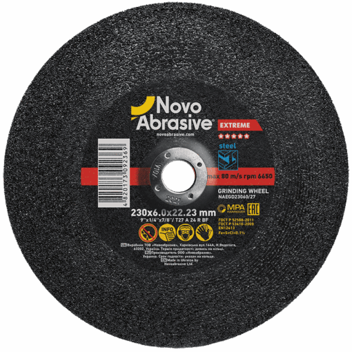 Круг шлифовальный NovoAbrasive Extreme по металлу 230х6,0x22,23 мм