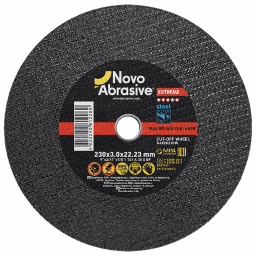 Круг отрезной NovoAbrasive Extreme по металлу 230x3,0x22,23 мм