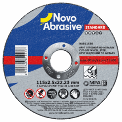 Круг отрезной NovoAbrasive Standard по металлу 115x2,5x22,23 мм
