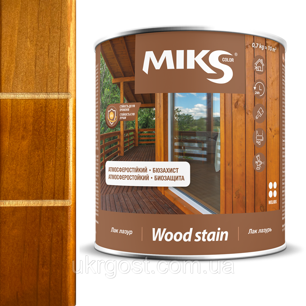 Лак Лазурь для дерева Miks Дуб глянец 0,6 кг
