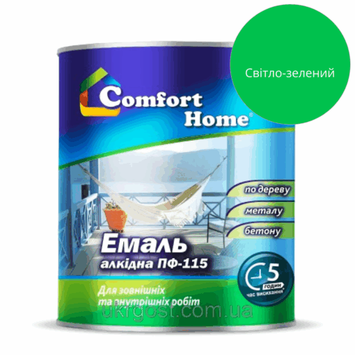 Емаль алкідна Comfort ПФ-115 Яскраво-Зелений глянець 0,9 кг