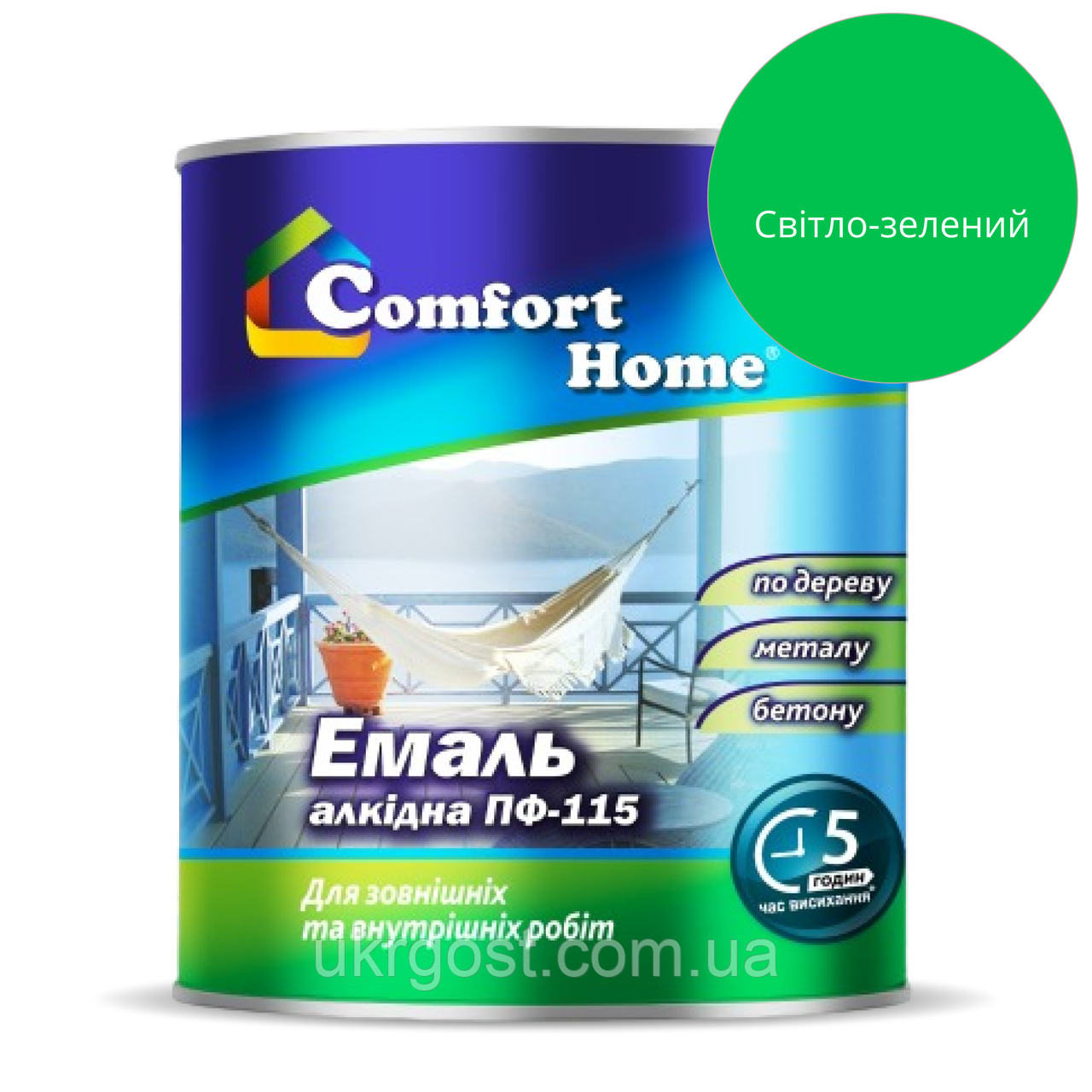 Эмаль алкидная Comfort ПФ-115 Светло-Зеленый глянец 0,9 кг