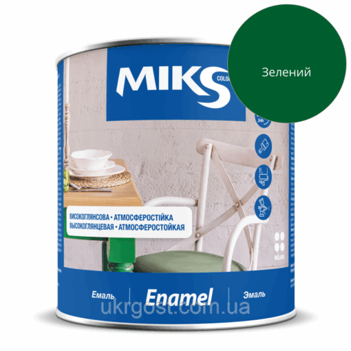 Емаль алкідна Мiks ПФ-115 Зелений глянець 0,8 кг