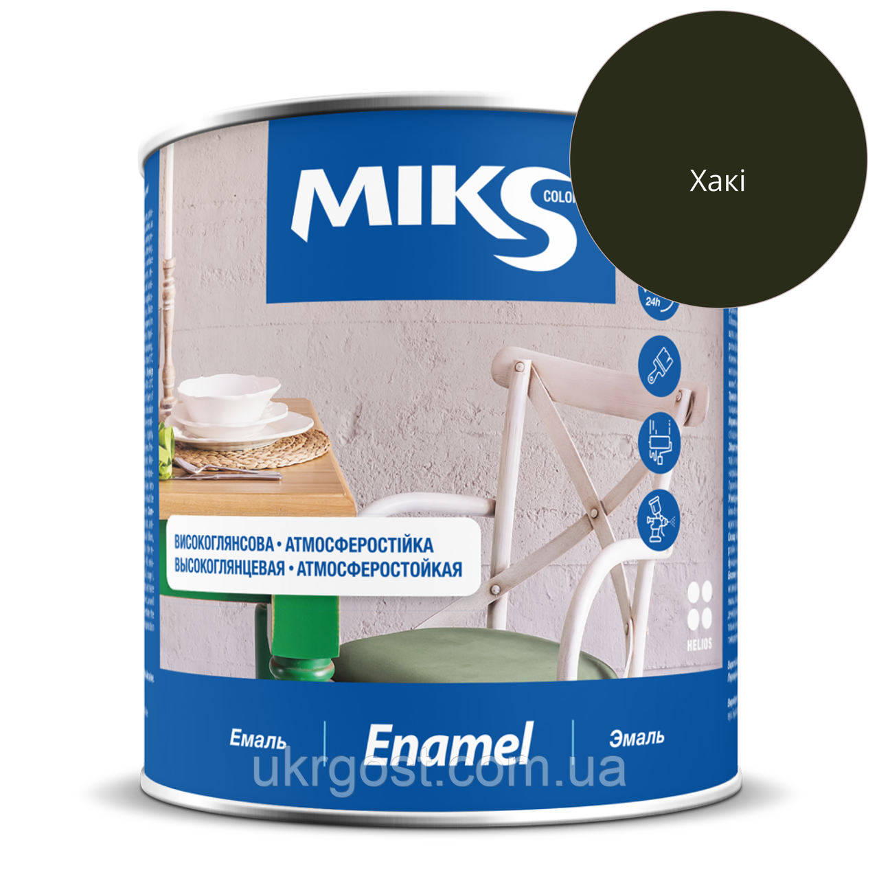 Эмаль алкидная Мiks ПФ-115 Хаки глянец 0,8 кг