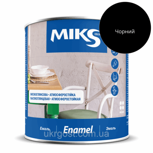 Емаль алкідна Мiks ПФ-115 Чорний глянець 0,8 кг