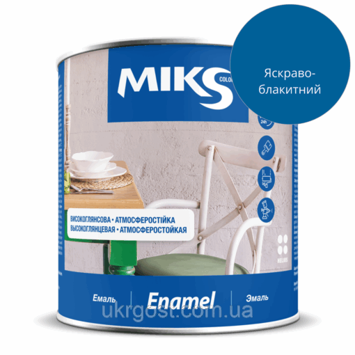 Емаль алкідна Мiks ПФ-115 Яскраво-блакитний глянець 2,8 кг