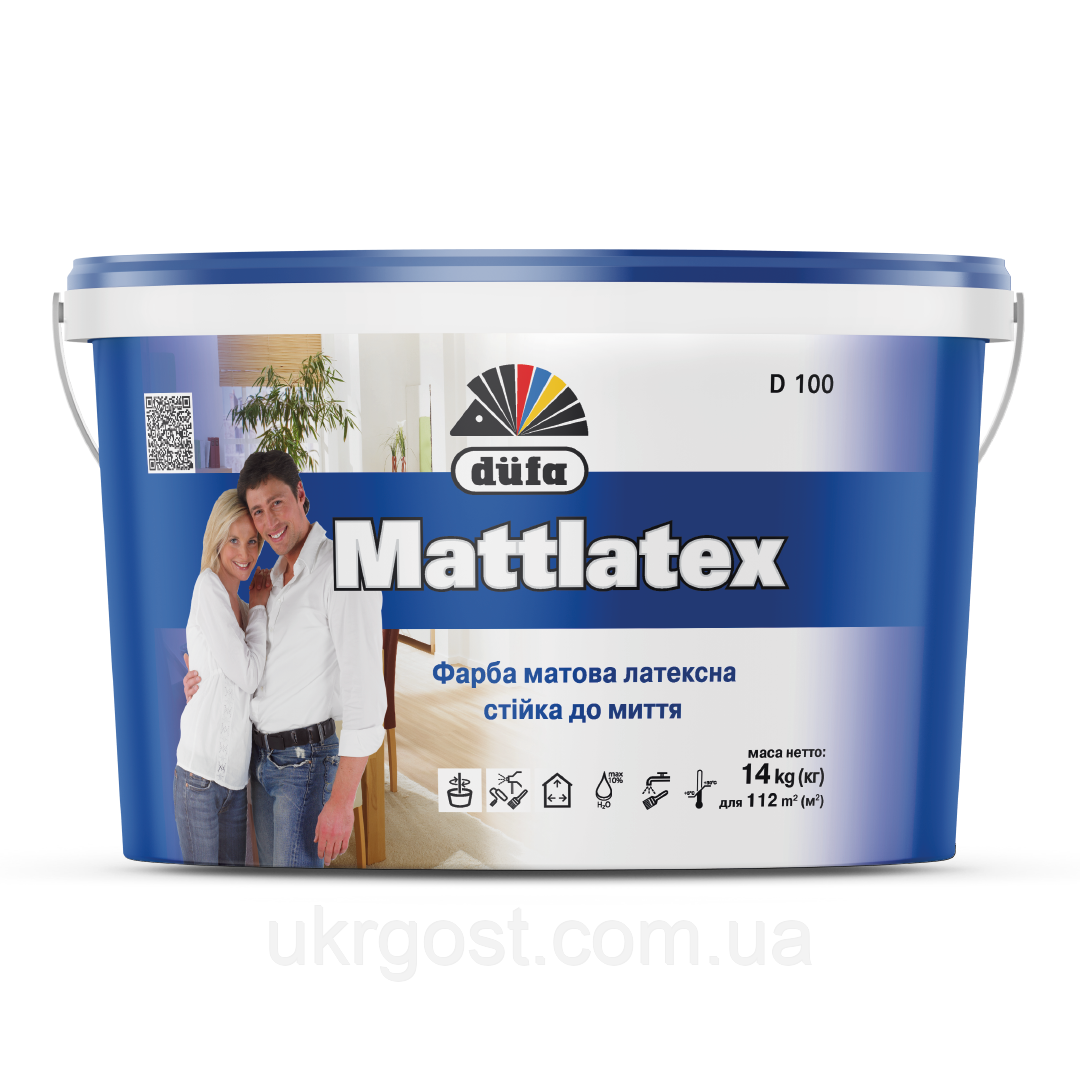 Краска для стен латексная Dufa Mattlatex D100 мат Белый 14 кг