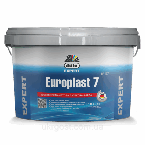 Фарба для стін  латексна водоемульсійна Dufa Europlast 7 DE107 шовк мат Білий 1 л