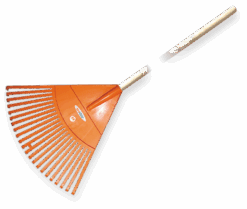 Граблі віялові 22 зубці з дерев'яним держаком, KT-CX22H