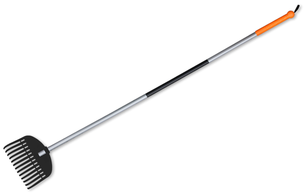 Граблі віялові пластикові 13 зубців, сталевий держак, TQ-G13TS