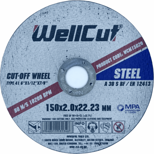 Круг відрізний WellCut по металу та нержавіючій сталі 150x2,0x22,23 мм