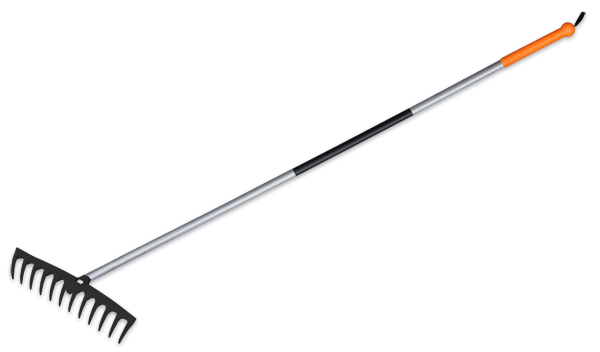 Граблі пластикові 12 еластичних зубців, сталевий держак, TQ-G12TS