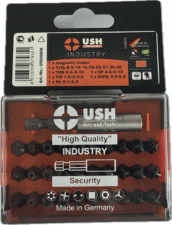 Набір насадок викруткових USH Industry : 1/4" з тримачем, Torx, HEX, Spaner, Try-wing. Torq, 31 ел