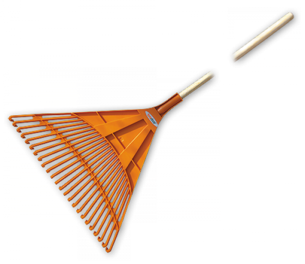 Граблі віялові 24 зубці з дерев'яним держаком, KT-CX24B