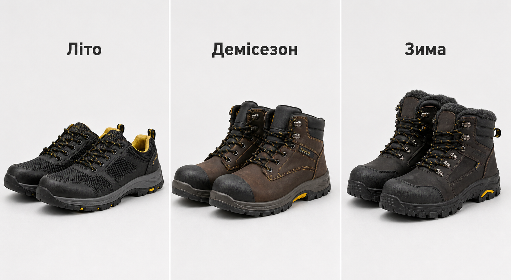 Порівняння літнього демісезонного та зимового робочого взуття